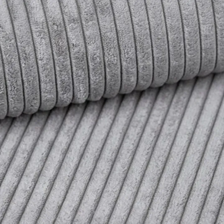 Divano letto angolare reversibile 238x142cm velluto a coste grigio chiaro Scintilla