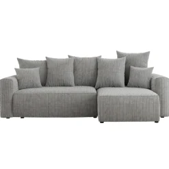 Divano letto angolare reversibile 238x142cm velluto a coste grigio chiaro Scintilla