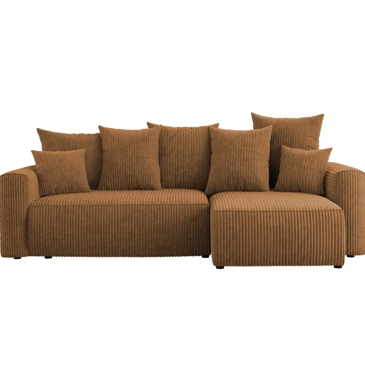 Divano letto angolare reversibile 238x142cm velluto a coste giallo senape Scintilla