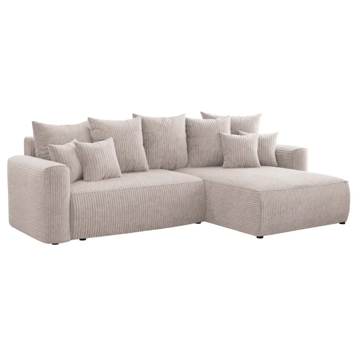 Divano letto angolare reversibile 260x160cm velluto a coste beige Scintilla