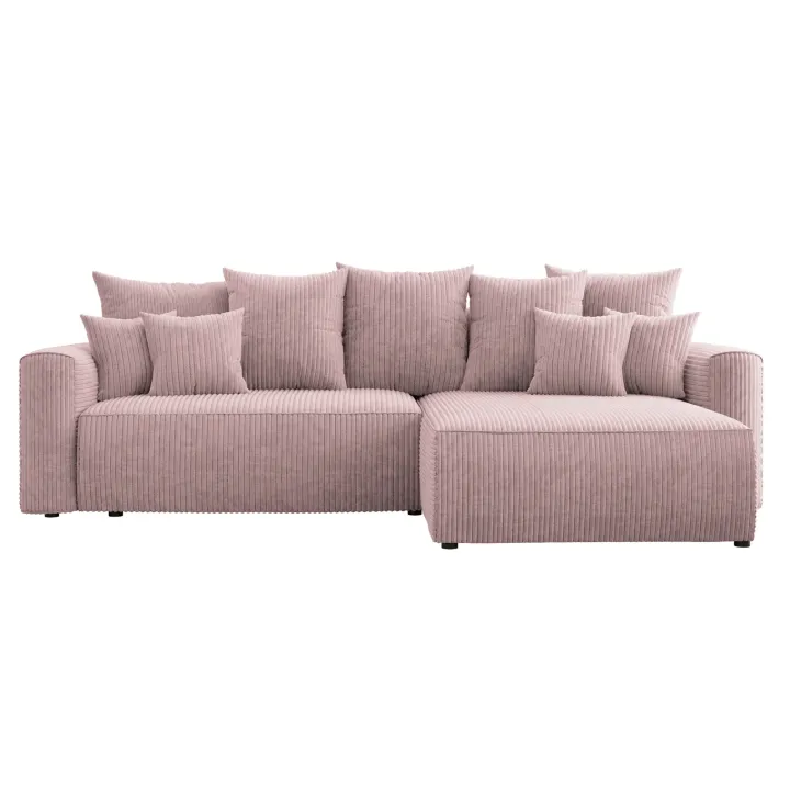 Divano letto angolare reversibile 260x160cm velluto a coste rosa antico Scintilla
