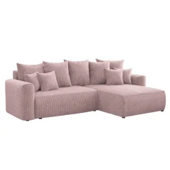 Divano letto angolare reversibile 260x160cm velluto a coste rosa antico Scintilla