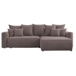 Divano letto angolare reversibile 260x160cm velluto a coste marrone Scintilla