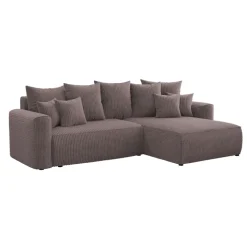 Divano letto angolare reversibile 260x160cm velluto a coste marrone Scintilla