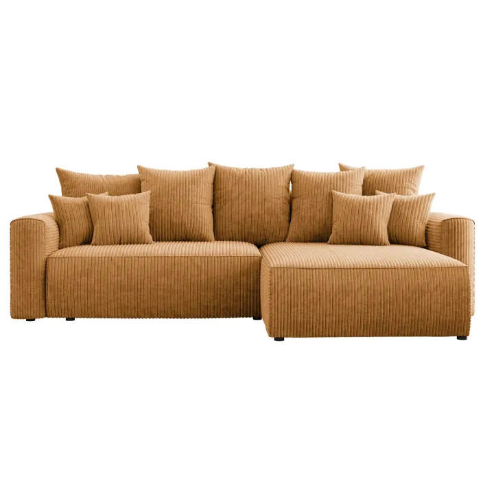 Divano letto angolare reversibile 260x160cm velluto a coste giallo senape Scintilla