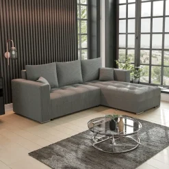 Divano letto angolare reversibile 240x160cm velluto a coste antracite Ermione