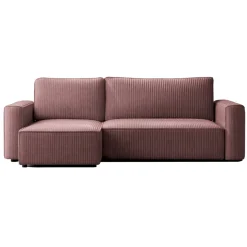 Divano letto angolare reversibile 243x142cm velluto a coste rosa antico Ofelia