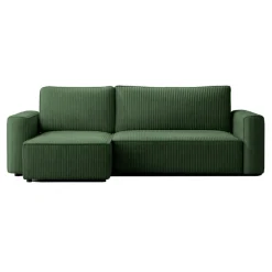 Divano letto angolare reversibile 243x142cm velluto a coste verde scuro Ofelia