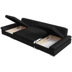 Divano letto angolare reversibile moderno design 360x160cm nero Carpiano