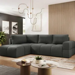 Divano letto angolare reversibile 3 posti 267x185cm box contenitore antracite Sottovoce