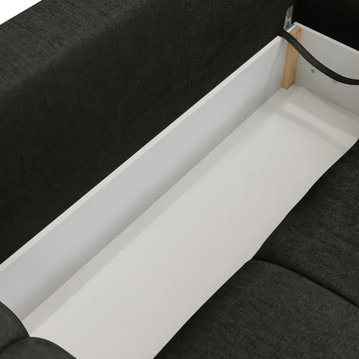 Divano letto angolare reversibile 3 posti 267x185cm box contenitore antracite Sottovoce