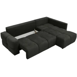 Divano letto angolare reversibile 3 posti 267x185cm box contenitore antracite Sottovoce