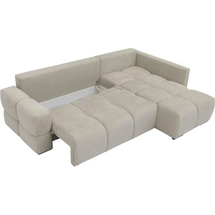 Divano letto angolare reversibile 3 posti 267x185cm box contenitore beige Sottovoce