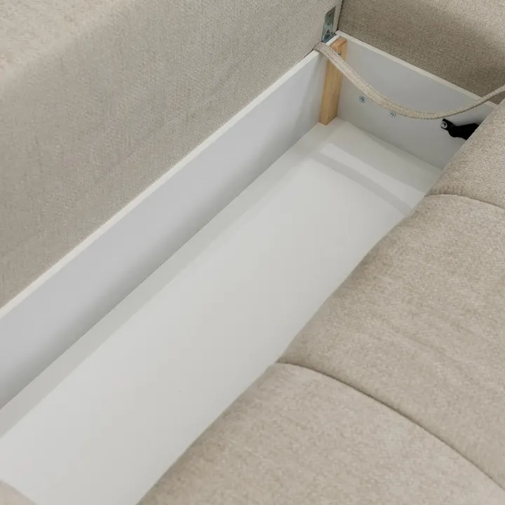 Divano letto angolare reversibile 3 posti 267x185cm box contenitore beige Sottovoce