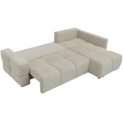 Divano letto angolare reversibile 3 posti 267x185cm box contenitore beige Sottovoce