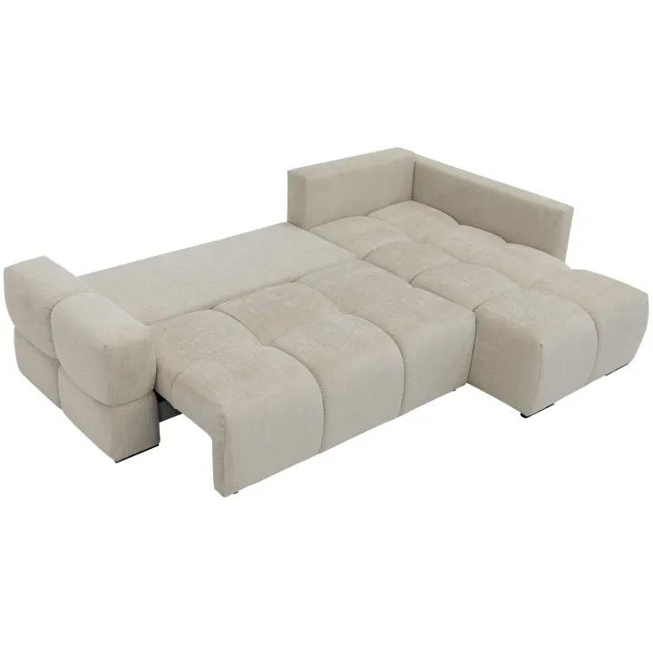 Divano letto angolare reversibile 3 posti 267x185cm box contenitore beige Sottovoce