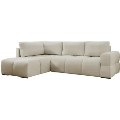 Divano letto angolare reversibile 3 posti 267x185cm box contenitore beige Sottovoce