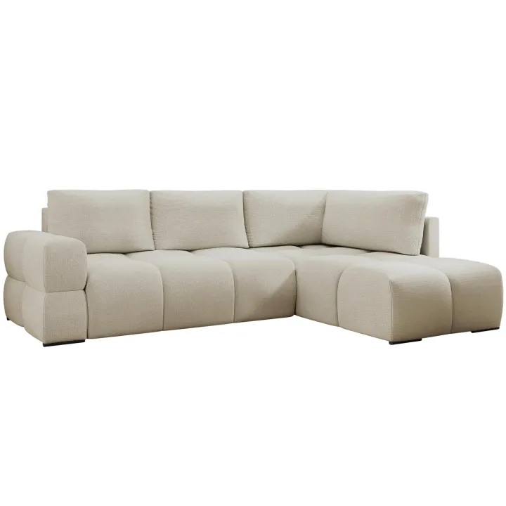 Divano letto angolare reversibile 3 posti 267x185cm box contenitore beige Sottovoce