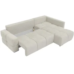 Divano letto angolare reversibile 3 posti 267x185cm box contenitore bianco perla Sottovoce