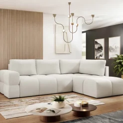 Divano letto angolare reversibile 3 posti 267x185cm box contenitore bianco perla Sottovoce