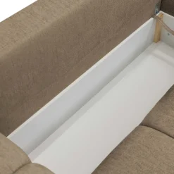 Divano letto angolare reversibile 3 posti 267x185cm box contenitore beige sabbia Sottovoce