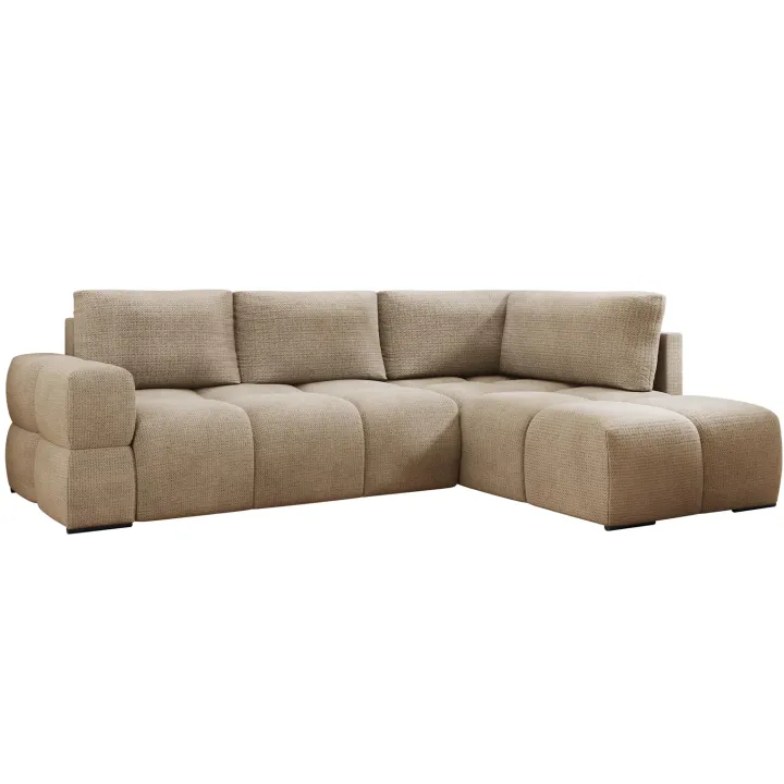 Divano letto angolare reversibile 3 posti 267x185cm box contenitore beige sabbia Sottovoce