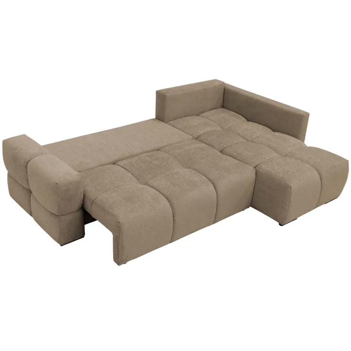 Divano letto angolare reversibile 3 posti 267x185cm box contenitore beige sabbia Sottovoce