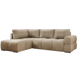 Divano letto angolare reversibile 3 posti 267x185cm box contenitore beige sabbia Sottovoce