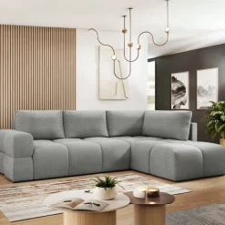 Divano letto angolare reversibile 3 posti 267x185cm box contenitore grigio Sottovoce