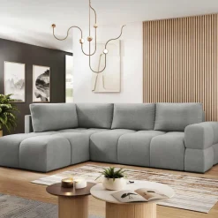Divano letto angolare reversibile 3 posti 267x185cm box contenitore grigio Sottovoce