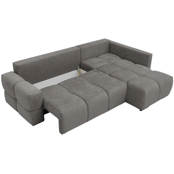 Divano letto angolare reversibile 3 posti 267x185cm box contenitore grigio Sottovoce