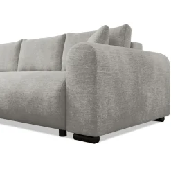 Divano letto angolare reversibile 4 posti 285x188cm con contenitore imbottito tessuto grigio Soft
