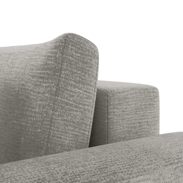 Divano letto angolare reversibile 4 posti 285x188cm con contenitore imbottito tessuto grigio Soft