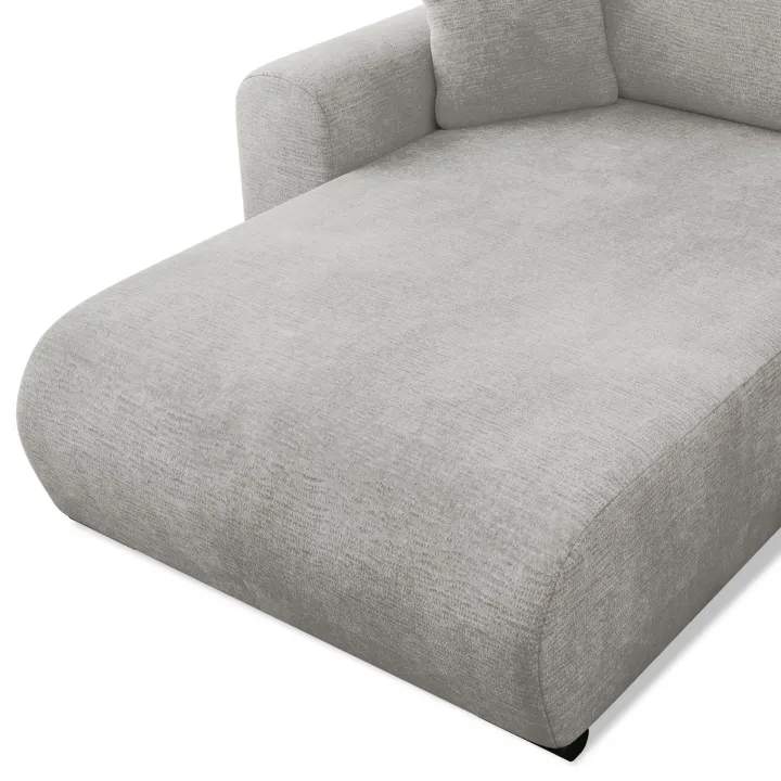 Divano letto angolare reversibile 4 posti 285x188cm con contenitore imbottito tessuto grigio Soft
