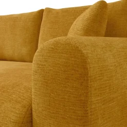 Divano letto angolare reversibile 4 posti 285x188cm con contenitore imbottito tessuto giallo senape Soft