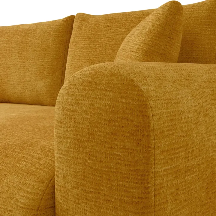 Divano letto angolare reversibile 4 posti 285x188cm con contenitore imbottito tessuto giallo senape Soft