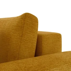 Divano letto angolare reversibile 4 posti 285x188cm con contenitore imbottito tessuto giallo senape Soft