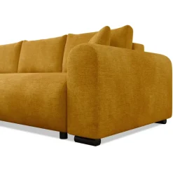 Divano letto angolare reversibile 4 posti 285x188cm con contenitore imbottito tessuto giallo senape Soft