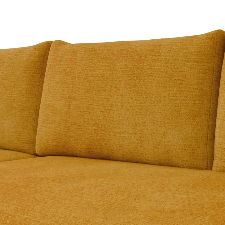 Divano letto angolare reversibile 4 posti 285x188cm con contenitore imbottito tessuto giallo senape Soft