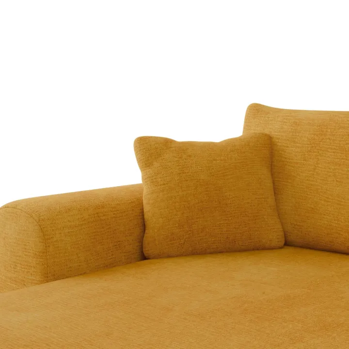 Divano letto angolare reversibile 4 posti 285x188cm con contenitore imbottito tessuto giallo senape Soft