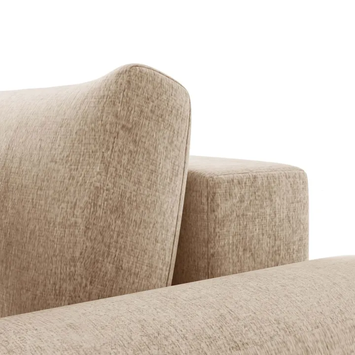 Divano letto angolare reversibile 4 posti 285x188cm con contenitore imbottito tessuto beige Soft
