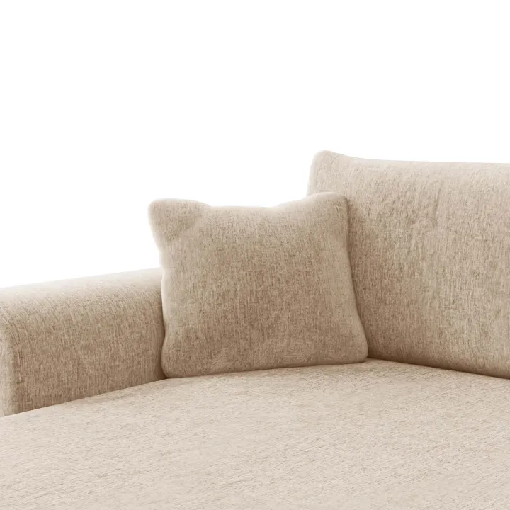 Divano letto angolare reversibile 4 posti 285x188cm con contenitore imbottito tessuto beige Soft