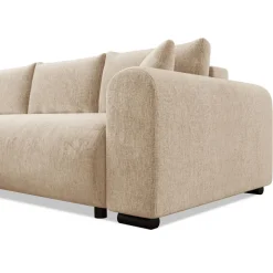 Divano letto angolare reversibile 4 posti 285x188cm con contenitore imbottito tessuto beige Soft