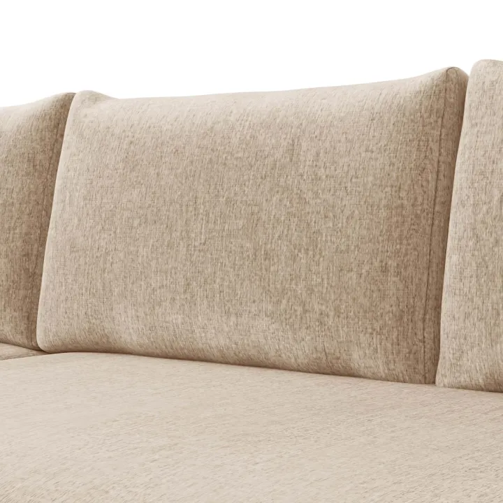 Divano letto angolare reversibile 4 posti 285x188cm con contenitore imbottito tessuto beige Soft