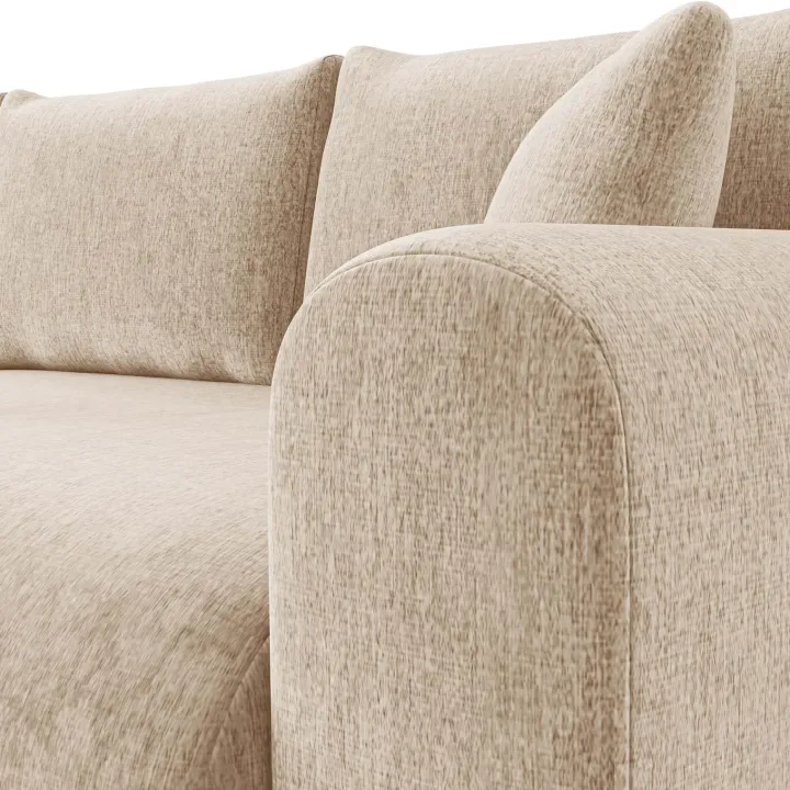 Divano letto angolare reversibile 4 posti 285x188cm con contenitore imbottito tessuto beige Soft