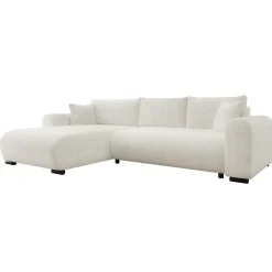 Divano letto angolare reversibile 4 posti 285x188cm con contenitore a trama spessa bianco Soft
