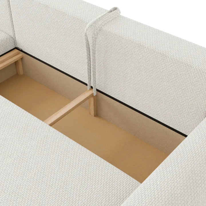 Divano letto angolare reversibile 4 posti 285x188cm con contenitore a trama spessa bianco Soft