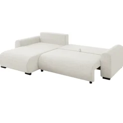 Divano letto angolare reversibile 4 posti 285x188cm con contenitore a trama spessa bianco Soft