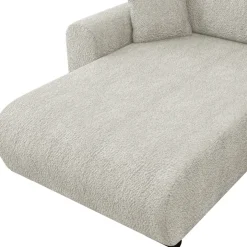 Divano letto angolare reversibile 4 posti 285x188cm con contenitore tessuto bouclé beige chiaro Soft