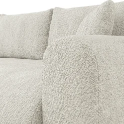 Divano letto angolare reversibile 4 posti 285x188cm con contenitore tessuto bouclé beige chiaro Soft
